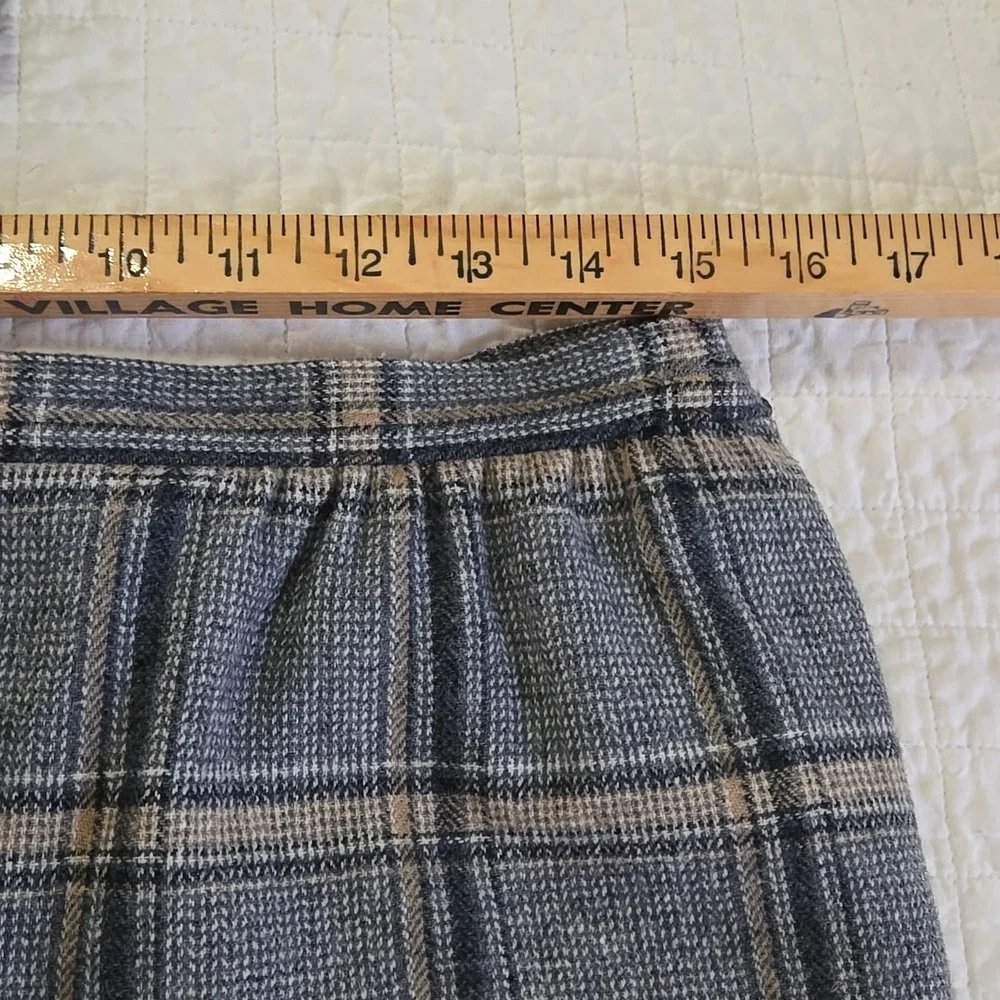 Pendleton Vintage Virgin Wool Gray  Cream Plaid Blazer and Skirt Set Womens 14 - Picture 6 of 13